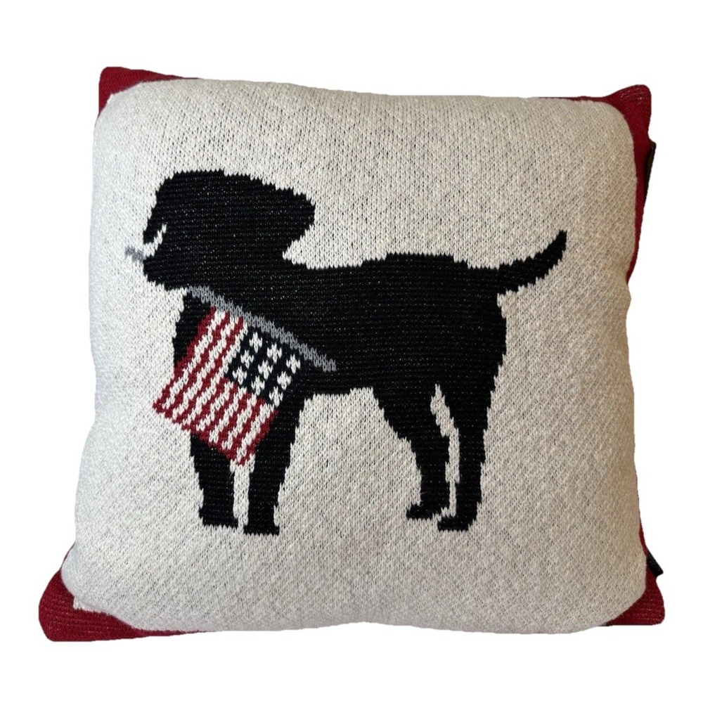 Brooks Brothers 18x18 Black Lab Decorative Flag Pillow Dog Americana 4th July